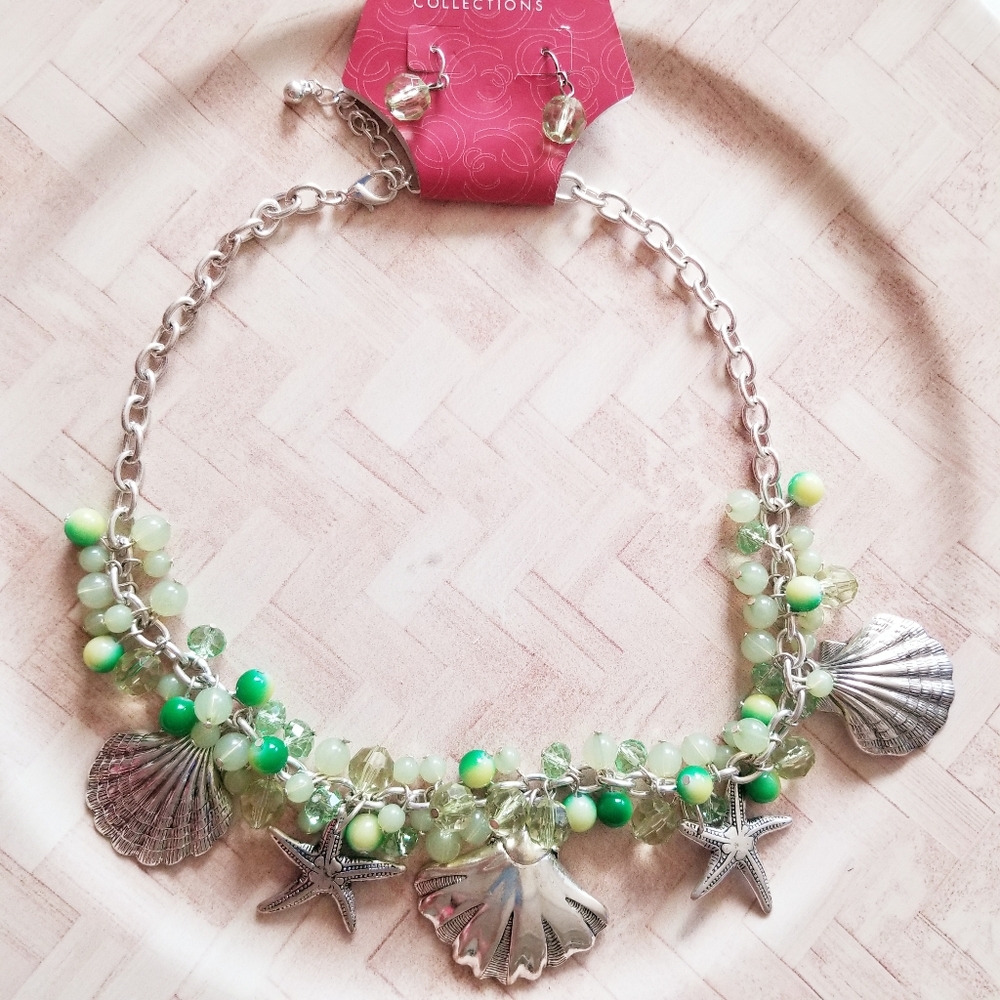 NWT Beaded Shell Charm & Earring Set by Charming C